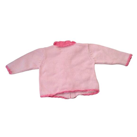 Baby Girls Pink Embroidered Sweater with Crocheted Accents size 6-9mo - Picture 2 of 5